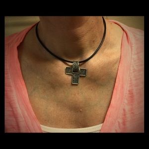 Silpada Cross Pendant & Leather Necklace